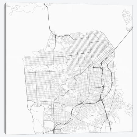 San Francisco Urban Roadway Map (White) Canvas Print #ESV320} by Urbanmap Canvas Art