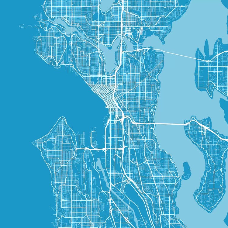 Seattle Urban Roadway Map (Blue)