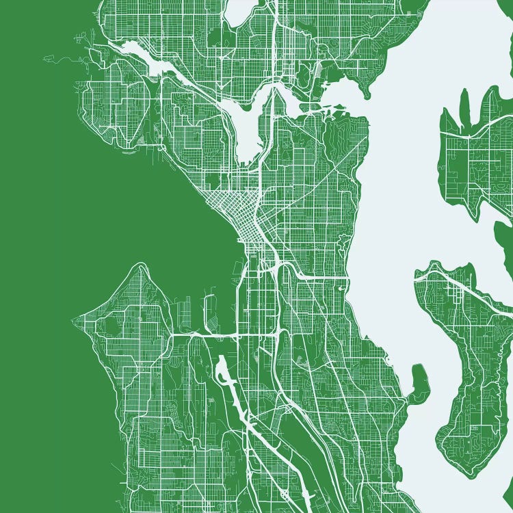 Seattle Urban Roadway Map (Green)