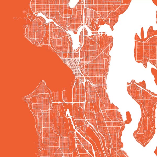 Seattle Maps: Seattle Urban Roadway Map (Red) by Urbanmap