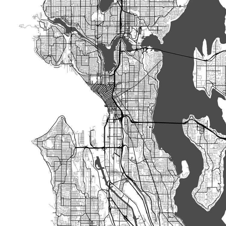 Seattle Urban Roadway Map (White)