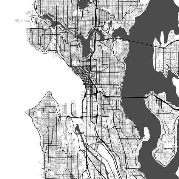 Washington: Seattle Urban Roadway Map (White) by Urbanmap