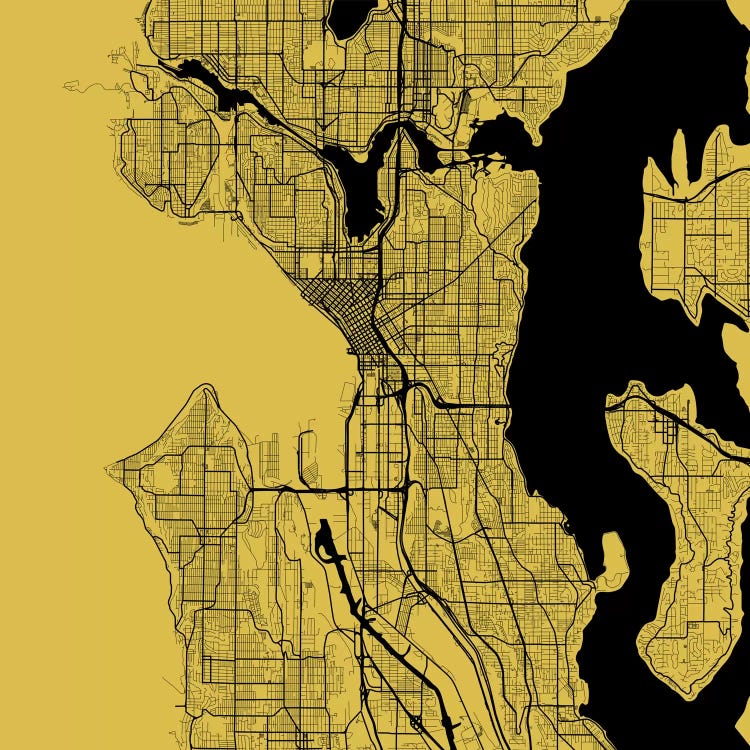 Seattle Urban Roadway Map (Yellow)