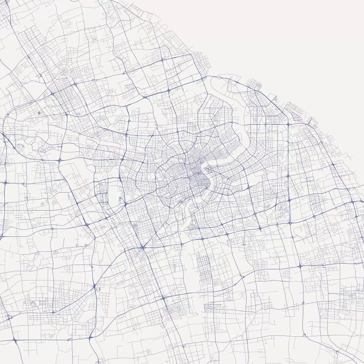 Shanghai Urban Roadway Map (Blue)