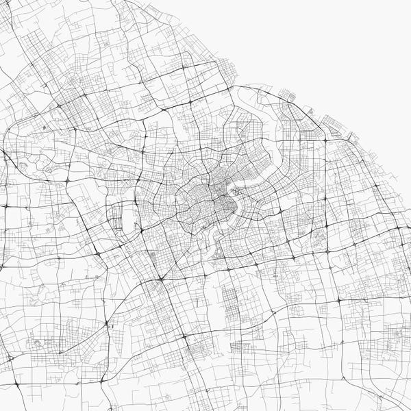 Urbanmap: Shanghai Urban Roadway Map (White) by Urbanmap