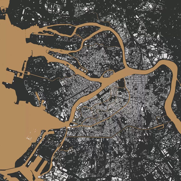 St. Petersburg Urban Map (Black & Gold)