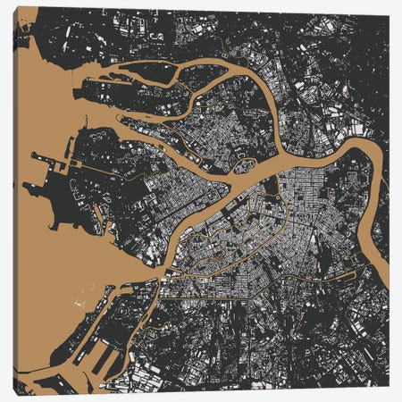 St. Petersburg Urban Map (Black & Gold) Canvas Print #ESV340} by Urbanmap Canvas Wall Art