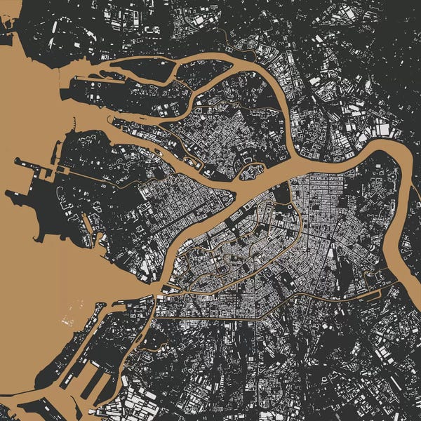Abstract: St. Petersburg Urban Map (Black & Gold) by Urbanmap