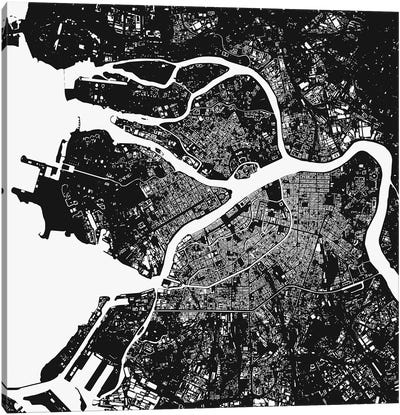St. Petersburg Urban Map (Black) Canvas Art Print - Urbanmap