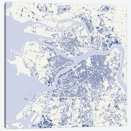 St. Petersburg Urban Map (Blue) Canvas Print #ESV342} by Urbanmap Canvas Art