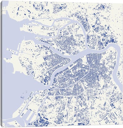 St. Petersburg Urban Map (Blue) Canvas Art Print - Russia Art