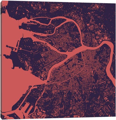 St. Petersburg Urban Map (Purple Night) Canvas Art Print - Urban Maps