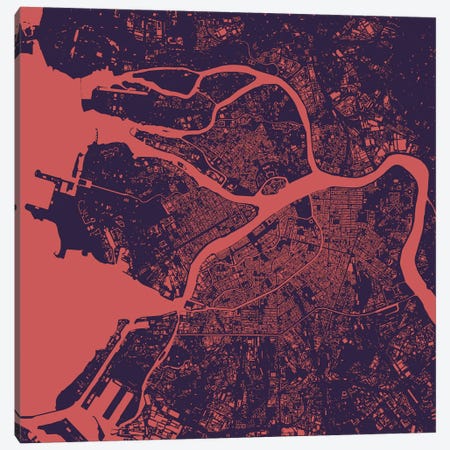 St. Petersburg Urban Map (Purple Night) Canvas Print #ESV345} by Urbanmap Canvas Print