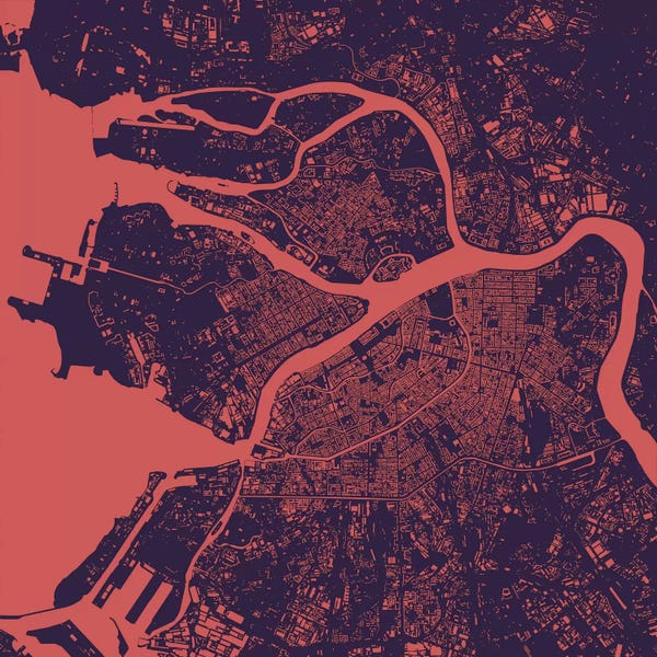 Abstract: St. Petersburg Urban Map (Purple Night) by Urbanmap