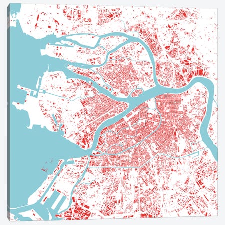 St. Petersburg Urban Map (Red) Canvas Print #ESV346} by Urbanmap Canvas Art Print