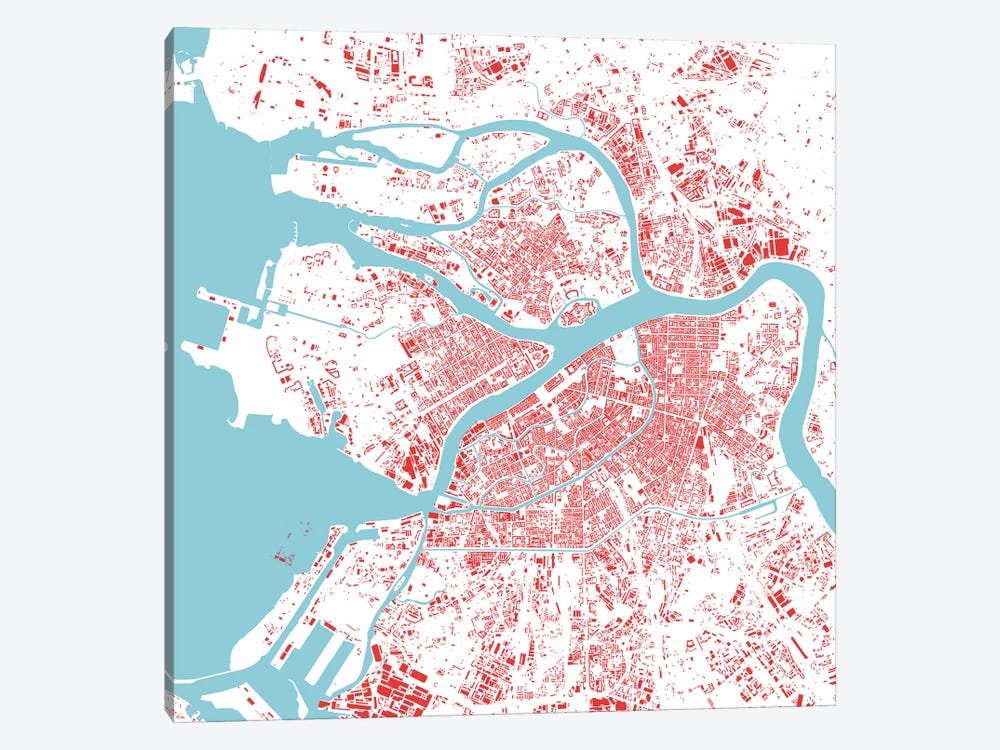 St. Petersburg Urban Map (Red) by Urbanmap 1-piece Canvas Art Print