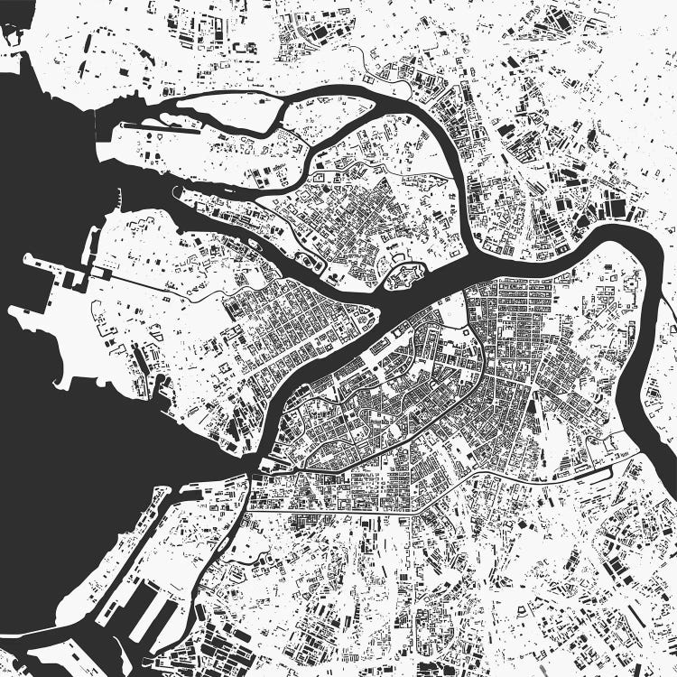 St. Petersburg Urban Map (White) by Urbanmap wall art
