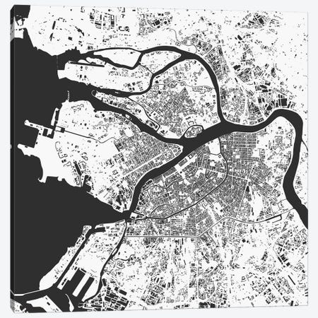 St. Petersburg Urban Map (White) Canvas Print #ESV347} by Urbanmap Canvas Print