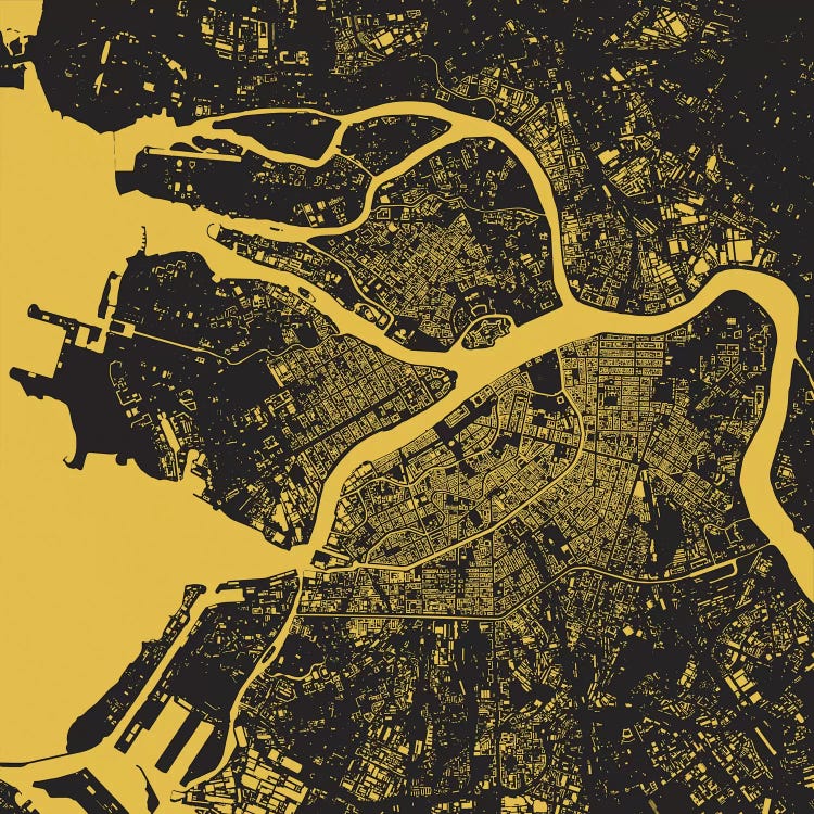 St. Petersburg Urban Map (Yellow) by Urbanmap wall art