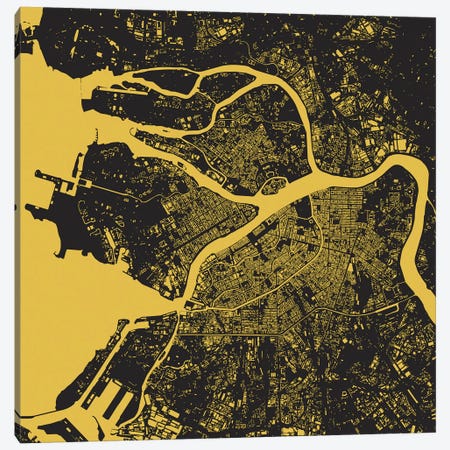 St. Petersburg Urban Map (Yellow) Canvas Print #ESV348} by Urbanmap Canvas Wall Art