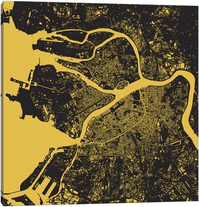 St. Petersburg Urban Map (Yellow) Canvas Art Print - Russia Art