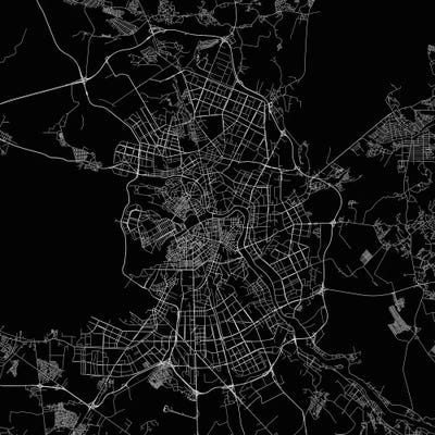 St. Petersburg Urban Roadway Map (Black) by Urbanmap art print