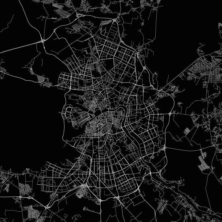 St. Petersburg Urban Roadway Map (Black) by Urbanmap wall art