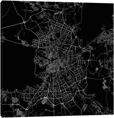 St. Petersburg Urban Roadway Map (Black) Canvas Art Print - Urban Living Room Art