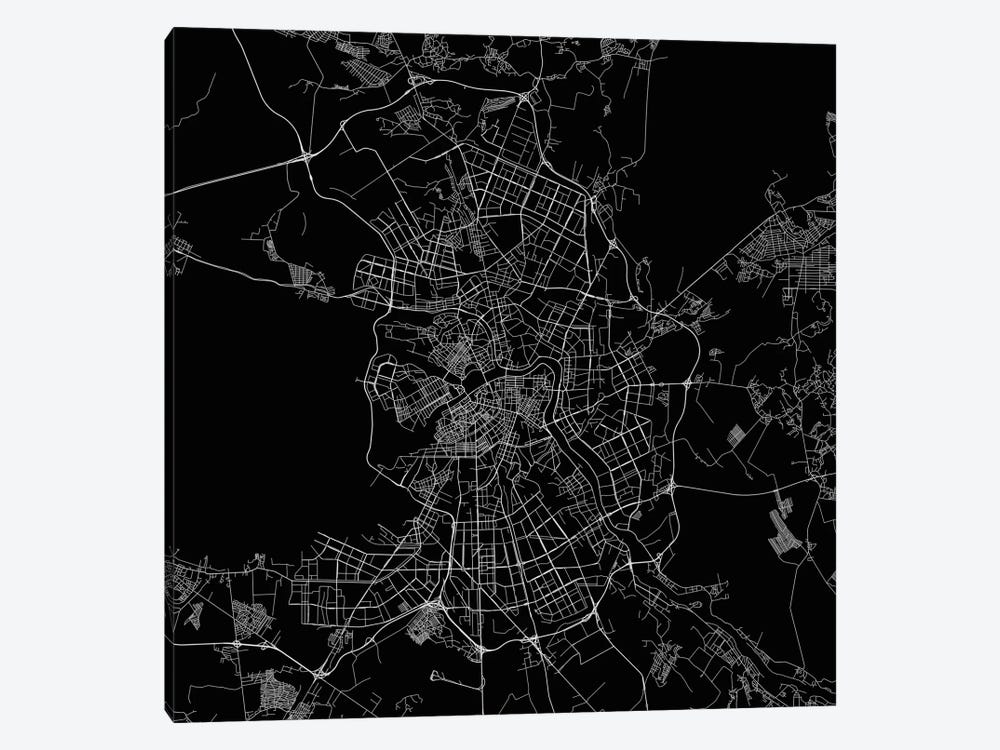 St. Petersburg Urban Roadway Map (Black) by Urbanmap 1-piece Canvas Wall Art
