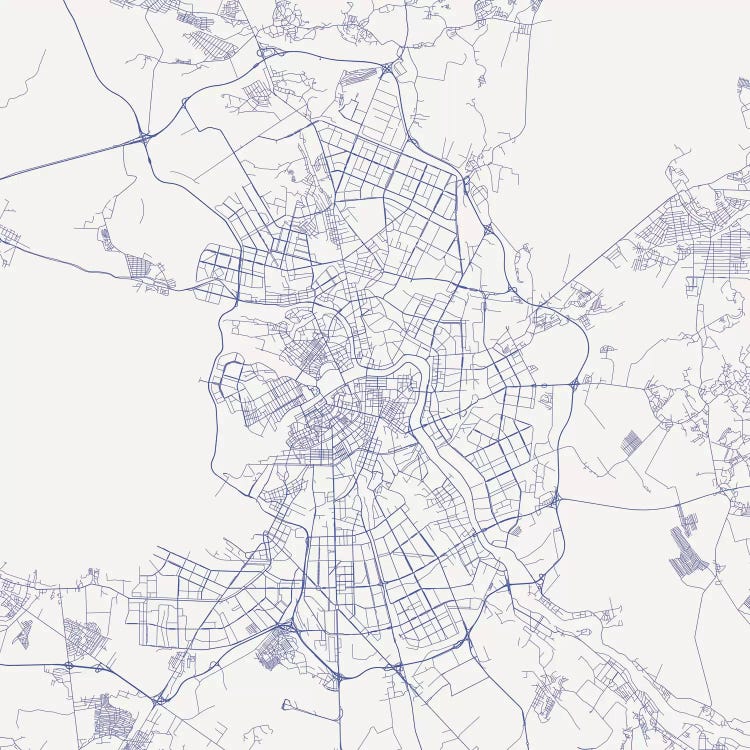 St. Petersburg Urban Roadway Map (Blue) by Urbanmap wall art