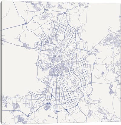 St. Petersburg Urban Roadway Map (Blue) Canvas Art Print - Industrial Décor