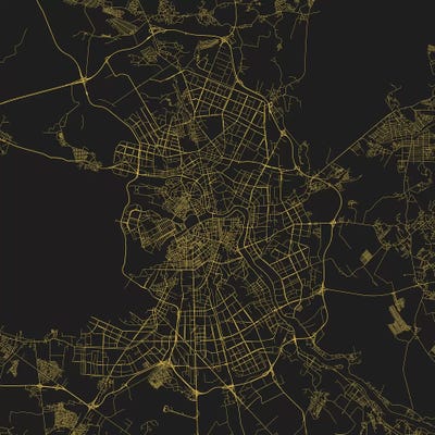 St. Petersburg Urban Roadway Map (Yellow) by Urbanmap canvas print