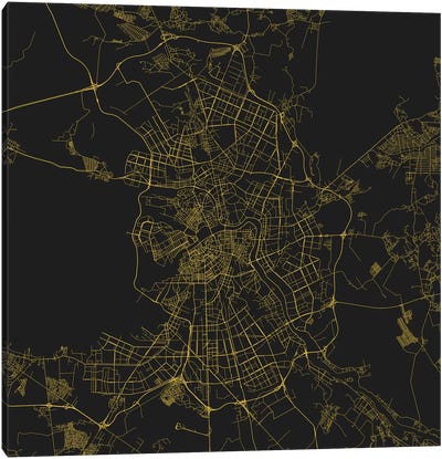 St. Petersburg Urban Roadway Map (Yellow) Canvas Art Print - Urban Maps
