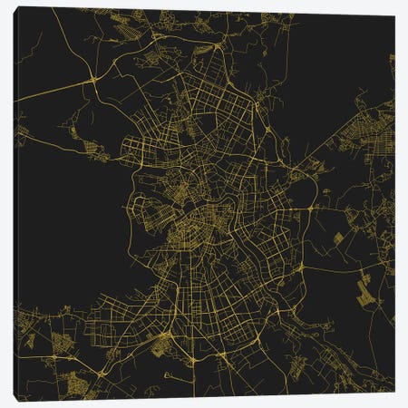 St. Petersburg Urban Roadway Map (Yellow) Canvas Print #ESV357} by Urbanmap Canvas Art