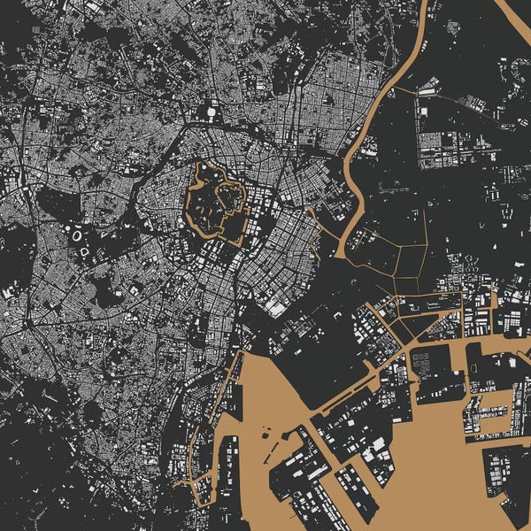 Abstract: Tokyo Urban Map (Gold) by Urbanmap