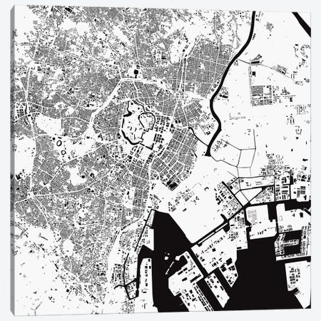 Tokyo Urban Map (White) Canvas Print #ESV365} by Urbanmap Canvas Print