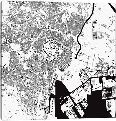 Tokyo Urban Map (White) Canvas Art Print - Tokyo Art