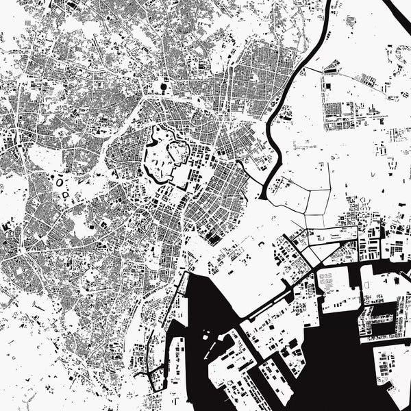 Abstract: Tokyo Urban Map (White) by Urbanmap