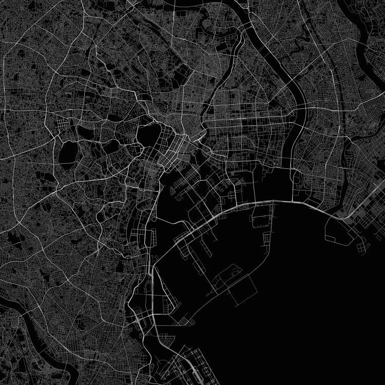 Tokyo Urban Roadway Map (Black)