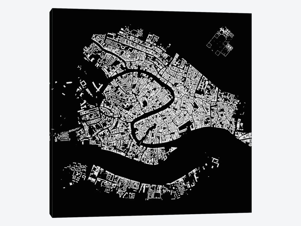 Venice Urban Map (Black) by Urbanmap 1-piece Canvas Artwork