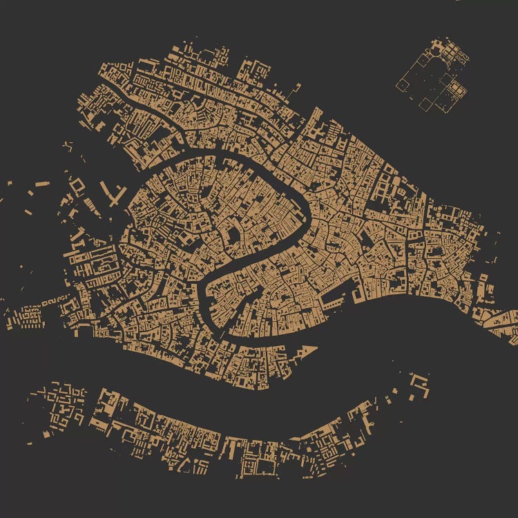 Venice Urban Map (Gold) by Urbanmap wall art