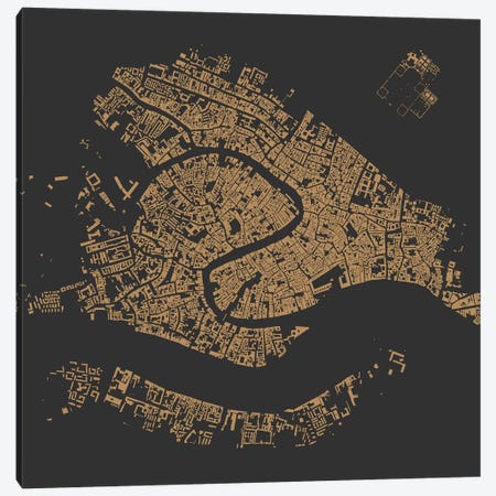 Venice Urban Map (Gold) Canvas Print #ESV378} by Urbanmap Art Print