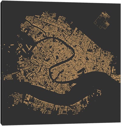 Venice Urban Map (Gold) Canvas Art Print - Urbanmap