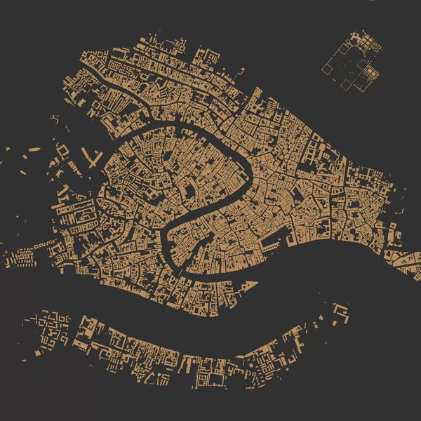 Abstract: Venice Urban Map (Gold) by Urbanmap