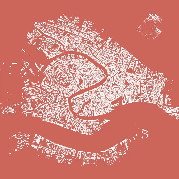 Venice Urban Map (Pink) by Urbanmap wall art