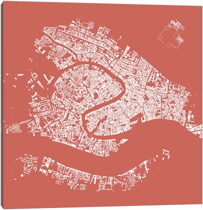 Venice Urban Map (Pink) Canvas Art Print - Urbanmap