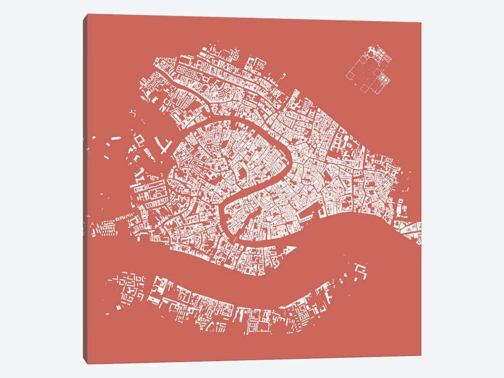 Venice Urban Map (Pink) by Urbanmap 1-piece Canvas Print