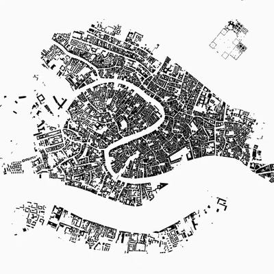 Venice Urban Map (White) by Urbanmap art print