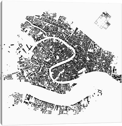 Venice Urban Map (White) Canvas Art Print - Urbanmap