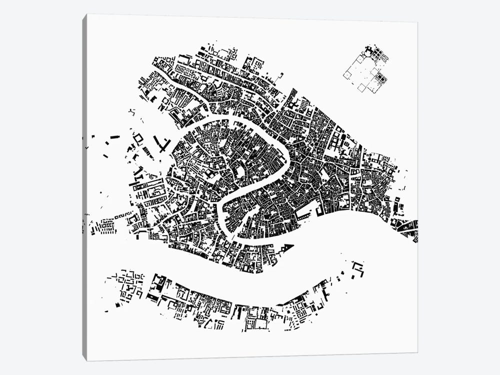 Venice Urban Map (White) by Urbanmap 1-piece Canvas Artwork